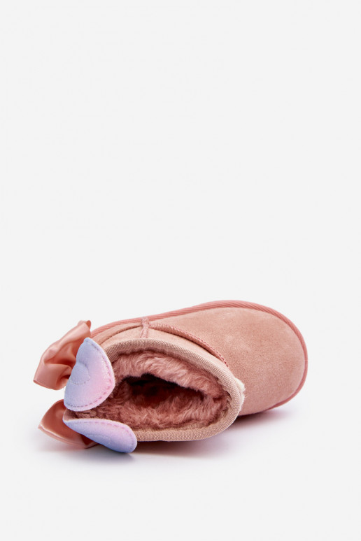 Bērnu siltināti sniega apavi ar bantītēm Rozā krāsas Meriva