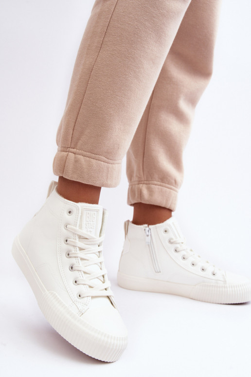 sieviešu puszābaki siltināti ar rāvējslēdzējiem baltas krāsas Big Star MM274017