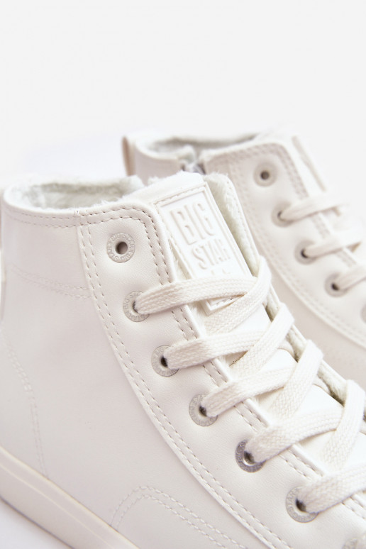 sieviešu puszābaki siltināti ar rāvējslēdzējiem baltas krāsas Big Star MM274017