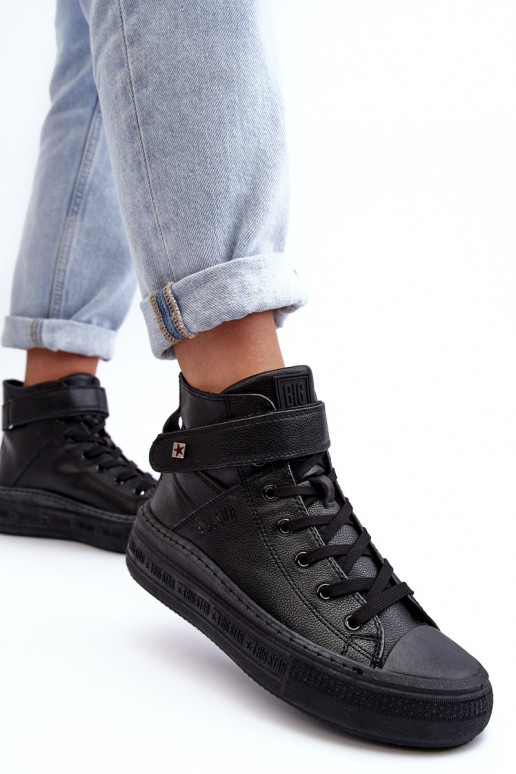 sieviešu puszābaki siltināti ar platformu Big Star melnas krāsas MM274008