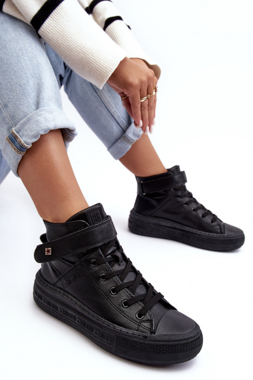 sieviešu puszābaki siltināti ar platformu Big Star melnas krāsas MM274008