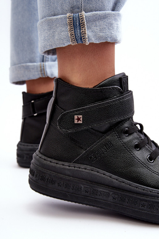 sieviešu puszābaki siltināti ar platformu Big Star melnas krāsas MM274008
