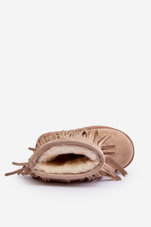 siltināti Sieviešu puszābaki sniega apavi Bērnu apavi i Frędzlami smilšu krāsas Nimia