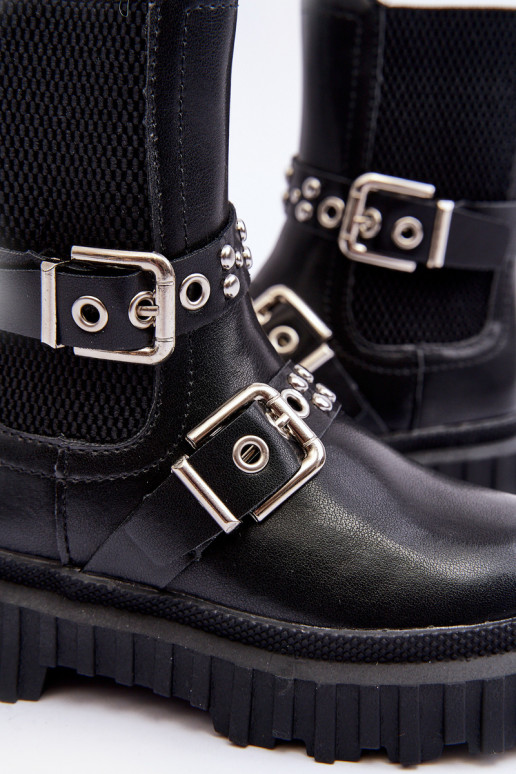 stilīgi puszābaki ar rāvējslēdzējiem Bērnu melnas krāsas Adeneia