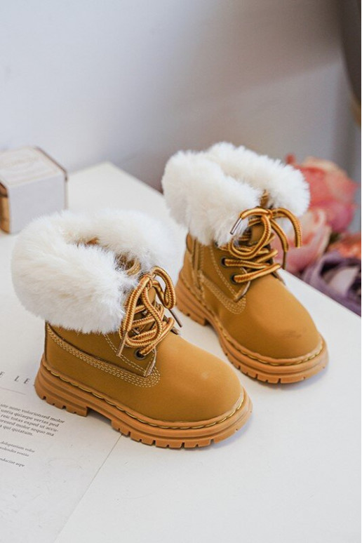 Bērnu apavi ar rāvējslēdzējiem ar kažokādu brūnas krāsas Gerande Bērnu apavi ar rāvējslēdzējiem ar kažokādu brūnas krāsas Gerande