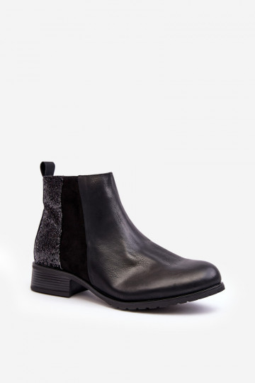 Sieviešu puszābaki ar platiem papēžiem ar zvīņām melnas krāsas Messio 2