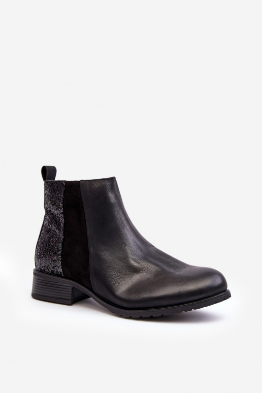 Sieviešu puszābaki ar platiem papēžiem ar zvīņām melnas krāsas Messio Sieviešu puszābaki ar platiem papēžiem ar zvīņām melnas krāsas Messio