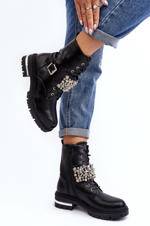 siltināti zābaki Dekorētas melnas krāsas Lennen siltināti zābaki Dekorētas melnas krāsas Lennen