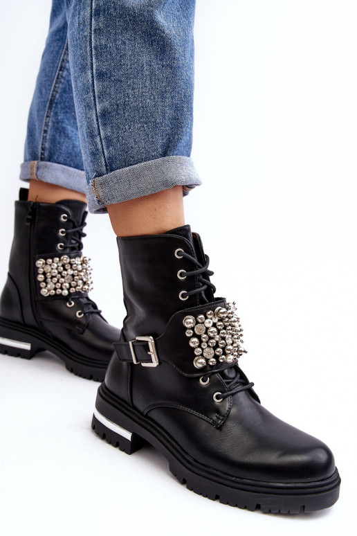 siltināti zābaki Dekorētas melnas krāsas Lennen siltināti zābaki Dekorētas melnas krāsas Lennen