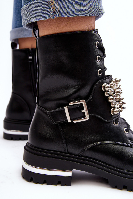 siltināti zābaki Dekorētas melnas krāsas Lennen siltināti zābaki Dekorētas melnas krāsas Lennen