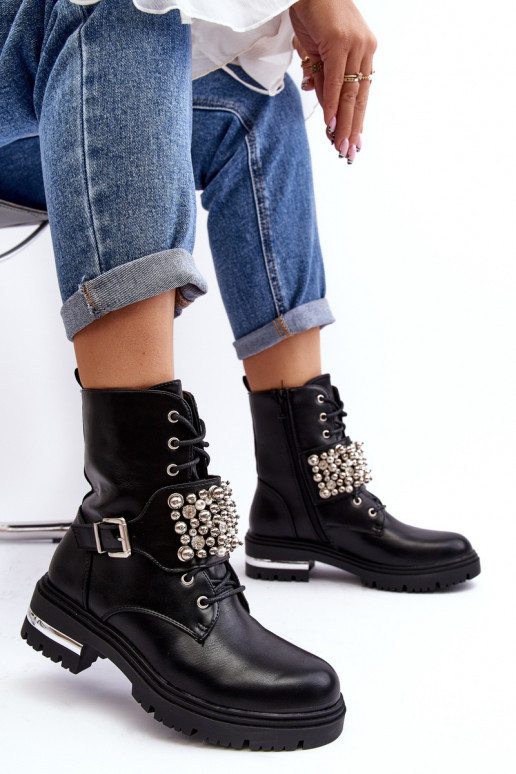 siltināti zābaki Dekorētas melnas krāsas Lennen siltināti zābaki Dekorētas melnas krāsas Lennen