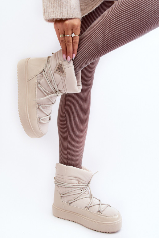 sniega apavi ar platformu un stilīgām detaļām smilšu krāsas Fleure sniega apavi ar platformu un stilīgām detaļām smilšu krāsas Fleure