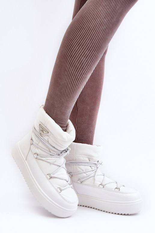 sniega apavi ar platformu un stilīgām detaļām baltas krāsas Fleure