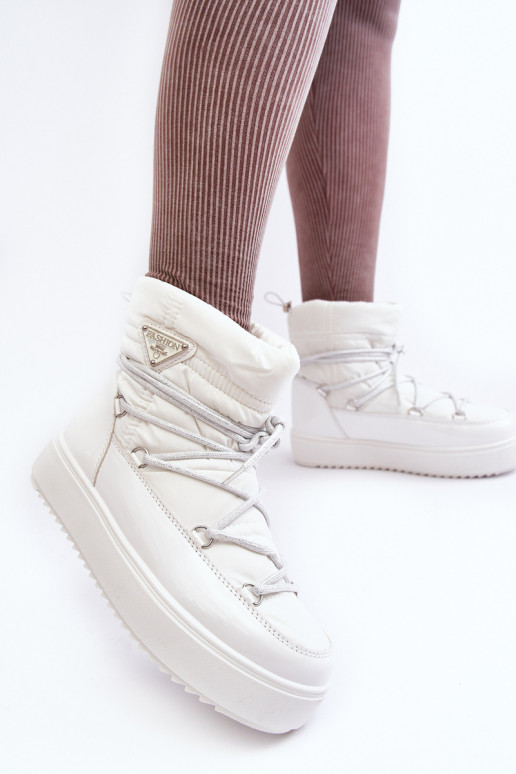 sniega apavi ar platformu un stilīgām detaļām baltas krāsas Fleure