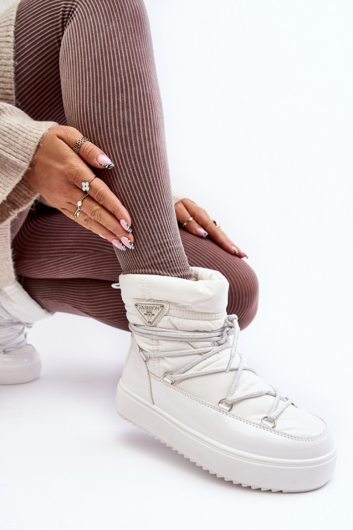 sniega apavi ar platformu un stilīgām detaļām baltas krāsas Fleure