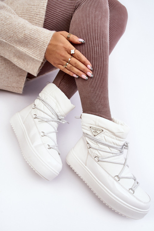 sniega apavi ar platformu un stilīgām detaļām baltas krāsas Fleure