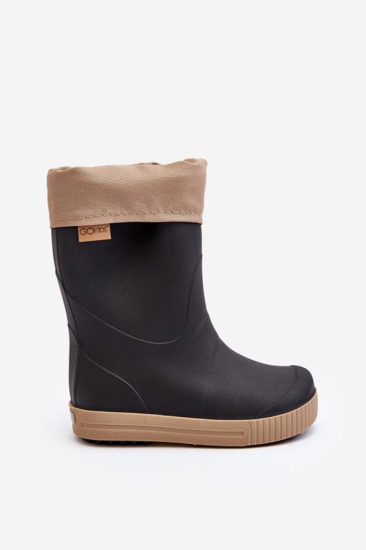 Bērnu gumijas zābaki ar apsildi Snow Wave Gokids 981 Melni un bēši