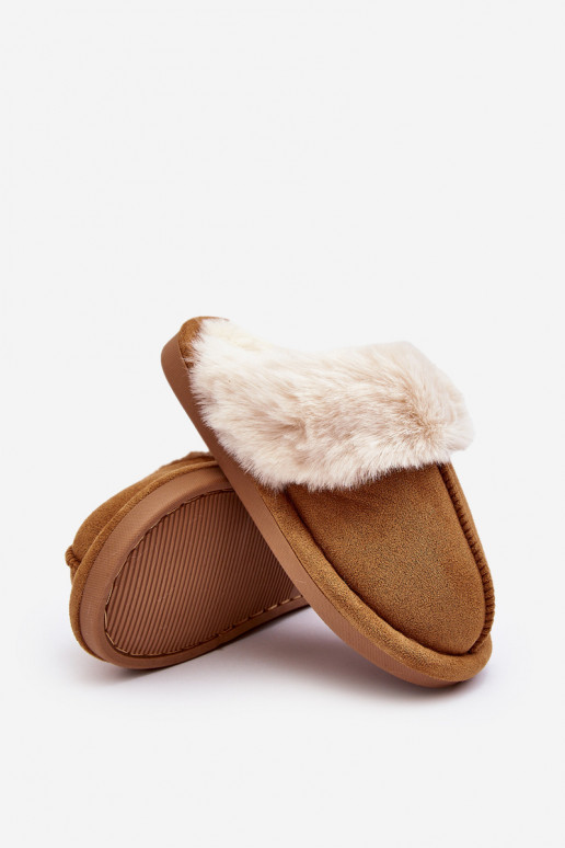 Bērnu apavi Čības ar kažokādu brūnas krāsas Befana