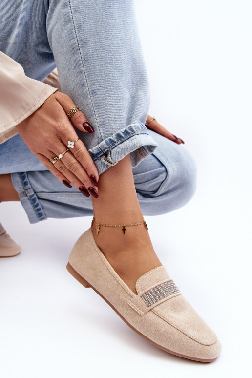 Mokasīni ar mirdzošām cilpiņām smilškrāsas Ralrika Mokasīni ar mirdzošām cilpiņām smilškrāsas Ralrika