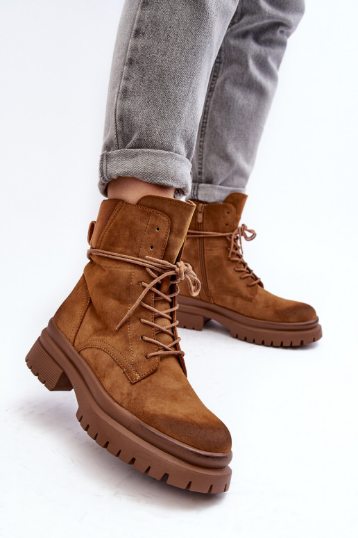 Sieviešu zābaki ar masīvu zoli brūnā krāsā Narelona Sieviešu zābaki ar masīvu zoli brūnā krāsā Narelona