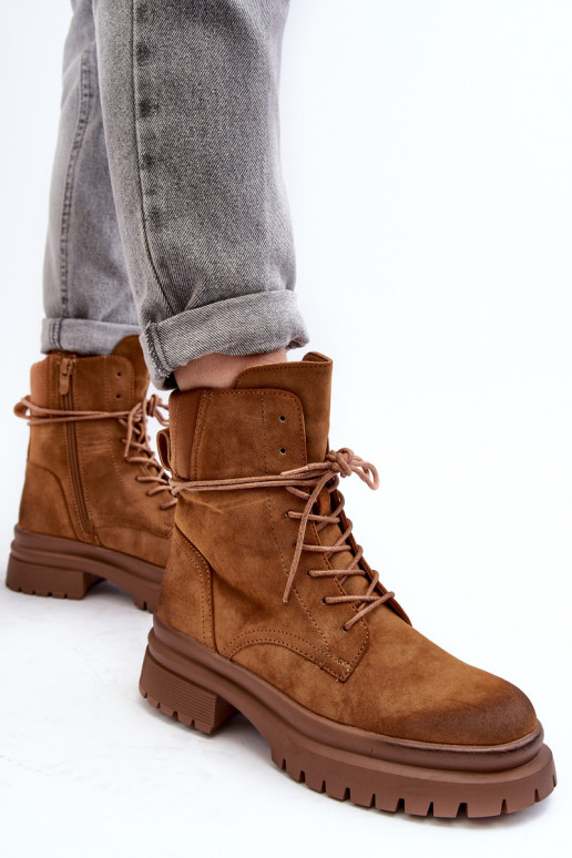 Sieviešu zābaki ar masīvu zoli brūnā krāsā Narelona Sieviešu zābaki ar masīvu zoli brūnā krāsā Narelona