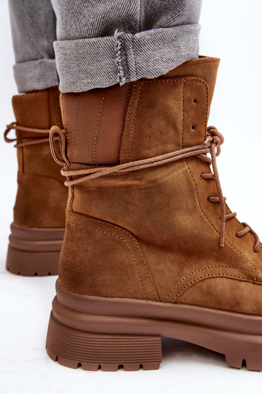 Sieviešu zābaki ar masīvu zoli brūnā krāsā Narelona Sieviešu zābaki ar masīvu zoli brūnā krāsā Narelona