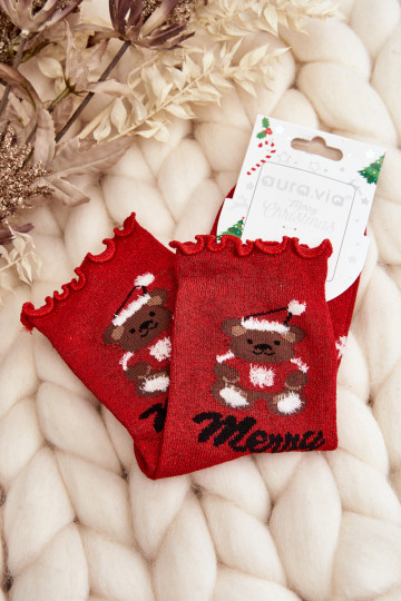 Spīdīgas Ziemassvētku zeķes sarkanā krāsā 2