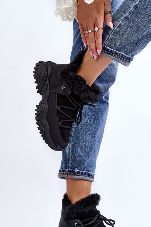 Sieviešu puszābaki ar kažokādu melnas krāsas Cresandi