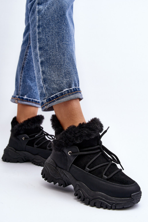 Sieviešu puszābaki ar kažokādu melnas krāsas Cresandi