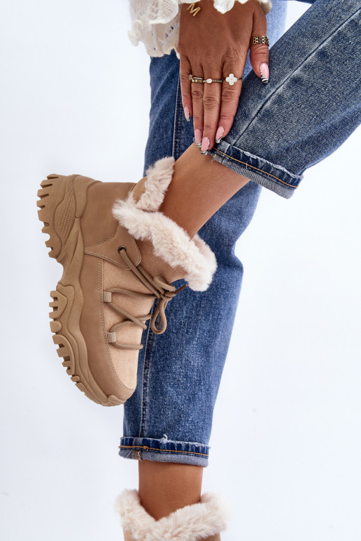 Sieviešu puszābaki ar kažokādu smilšu krāsas Cresandi