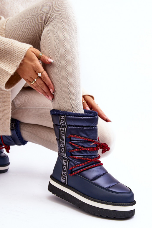 sniega apavi ar stilīgām detaļām tumši zilas krāsas Lilara