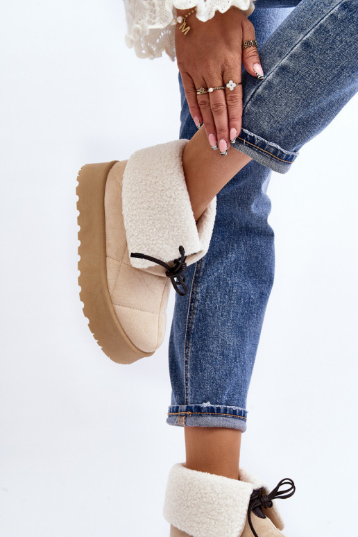 sniega apavi ar platformu ar siltinājumu Ziloņkaula krāsas Olimuka sniega apavi ar platformu ar siltinājumu Ziloņkaula krāsas Olimuka