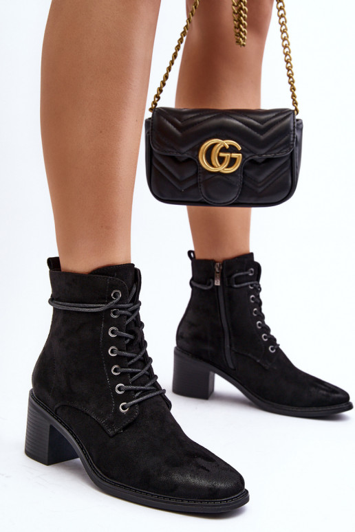 Sieviešu puszābaki  šņorējami melnas krāsas Serellia Sieviešu puszābaki  šņorējami melnas krāsas Serellia