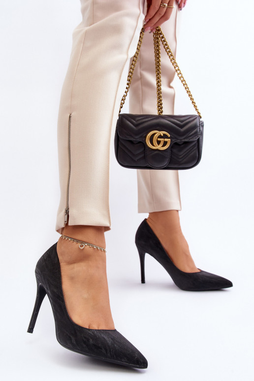 augstpapēžu kurpes Dekorētas Spīdīgiem melnas krāsas Klonisa