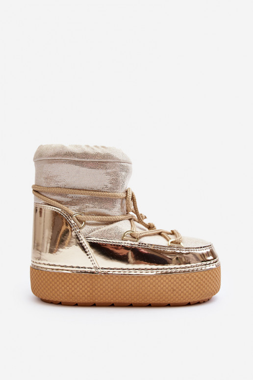 sniega apavi ar stilīgām detaļām Zelta krāsas Toolsa sniega apavi ar stilīgām detaļām Zelta krāsas Toolsa