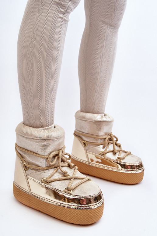 sniega apavi ar stilīgām detaļām Zelta krāsas Toolsa sniega apavi ar stilīgām detaļām Zelta krāsas Toolsa