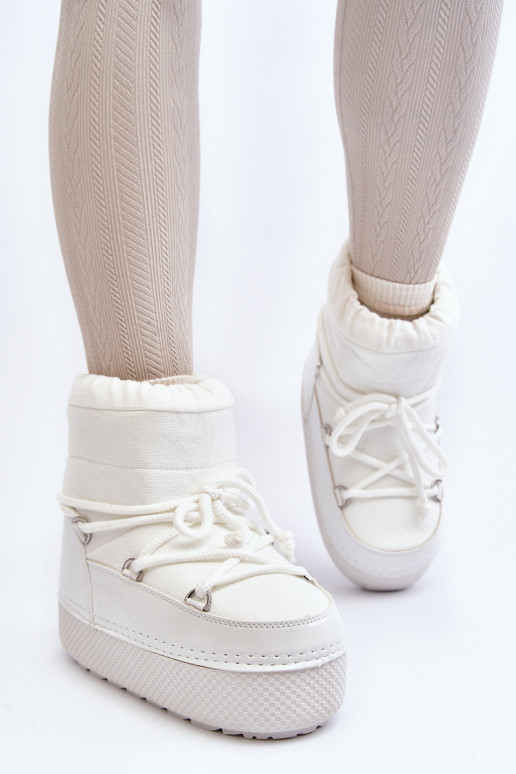 sniega apavi ar stilīgām detaļām baltas krāsas Toolsa