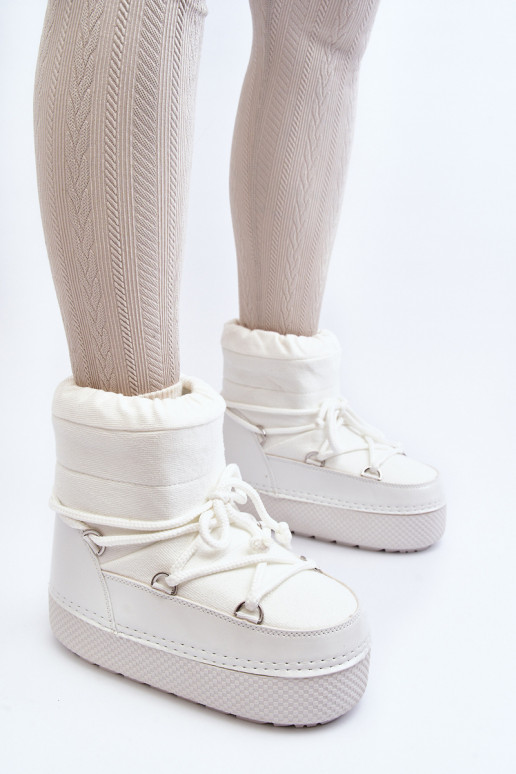 sniega apavi ar stilīgām detaļām baltas krāsas Toolsa