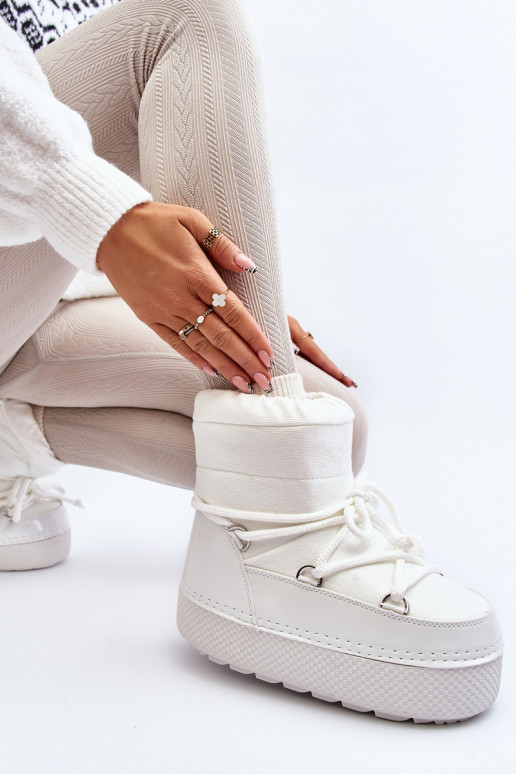 sniega apavi ar stilīgām detaļām baltas krāsas Toolsa