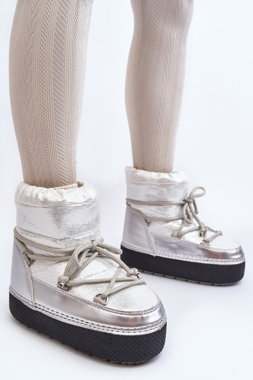 sniega apavi ar stilīgām detaļām Sudraba krāsas Toolsa