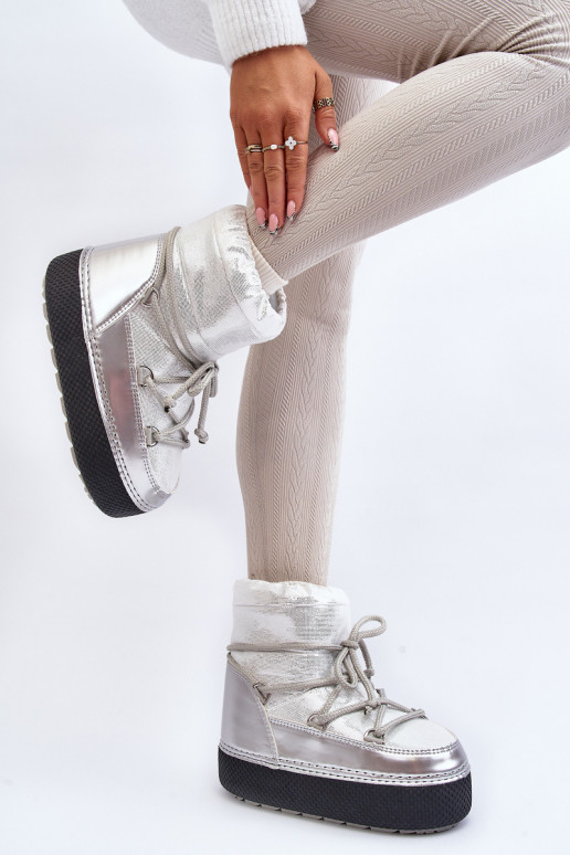 sniega apavi ar stilīgām detaļām Sudraba krāsas Toolsa