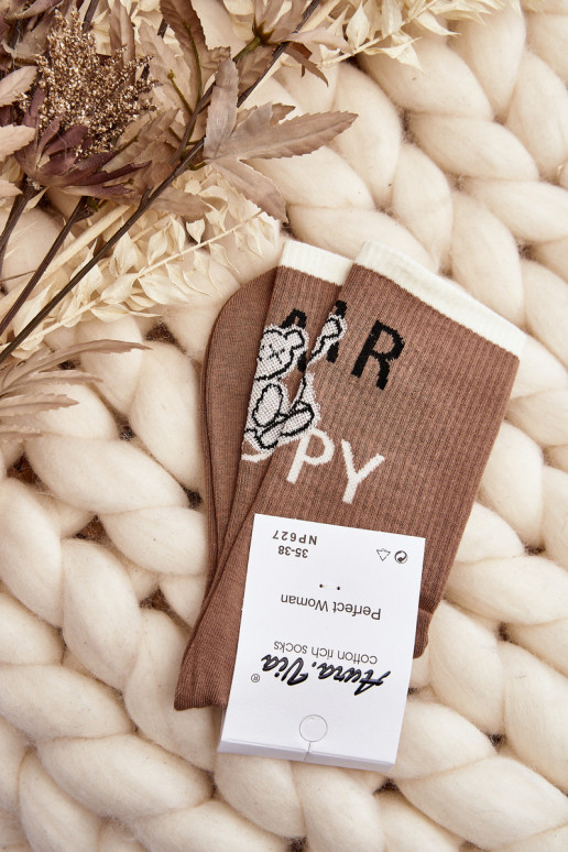 Zeķes ar uzrakstu I m brown