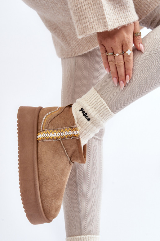 sniega apavi ar platformu ar rakstiem brūnas krāsas Udra sniega apavi ar platformu ar rakstiem brūnas krāsas Udra