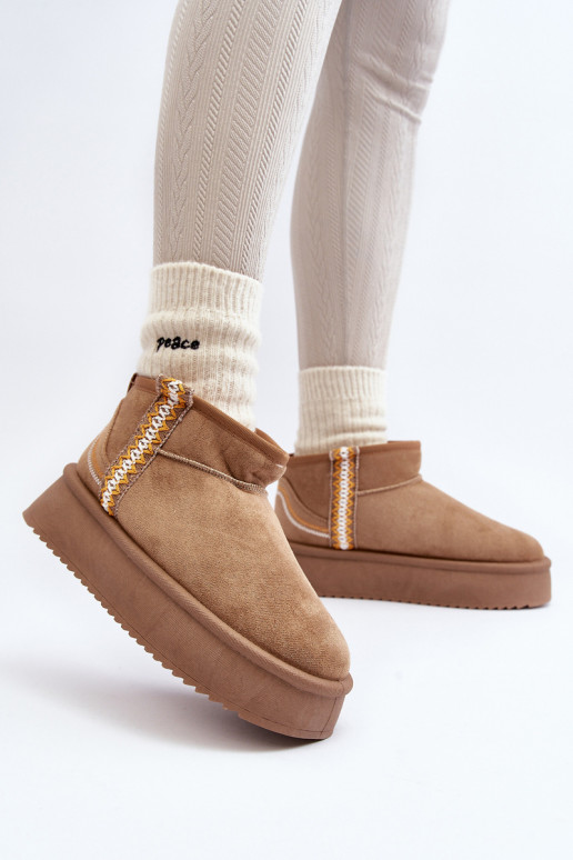 sniega apavi ar platformu ar rakstiem brūnas krāsas Udra sniega apavi ar platformu ar rakstiem brūnas krāsas Udra