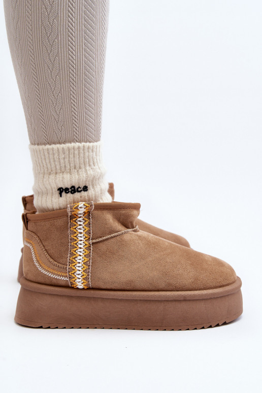 sniega apavi ar platformu ar rakstiem brūnas krāsas Udra sniega apavi ar platformu ar rakstiem brūnas krāsas Udra