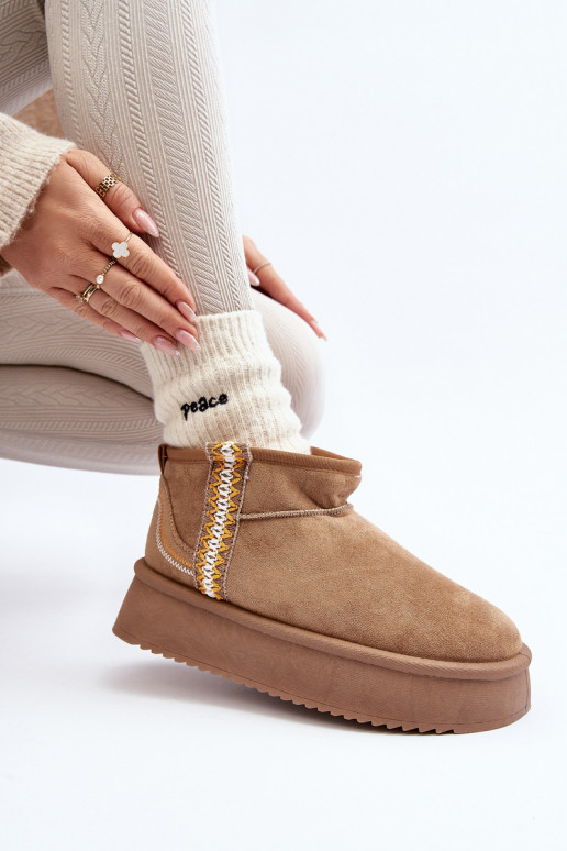 sniega apavi ar platformu ar rakstiem brūnas krāsas Udra sniega apavi ar platformu ar rakstiem brūnas krāsas Udra