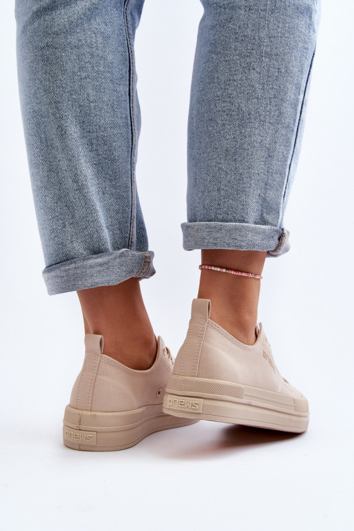 Šņorējami auduma apavi smilšu krāsas Staneva