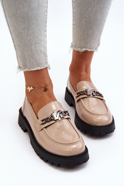 Mokasīni Laque   ar platiem papēžiem smilšu krāsas Ezoma