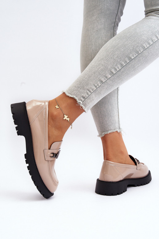 Mokasīni Laque   ar platiem papēžiem smilšu krāsas Ezoma