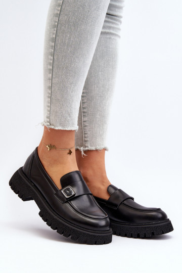 sieviešu mokasīni ar siksniņām melnas krāsas Flanila 2